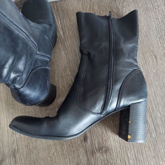 Steve Madden Got You Vintage Black Leather Mid-Calf Boots Sz 7.5 - Picture 8 of 14